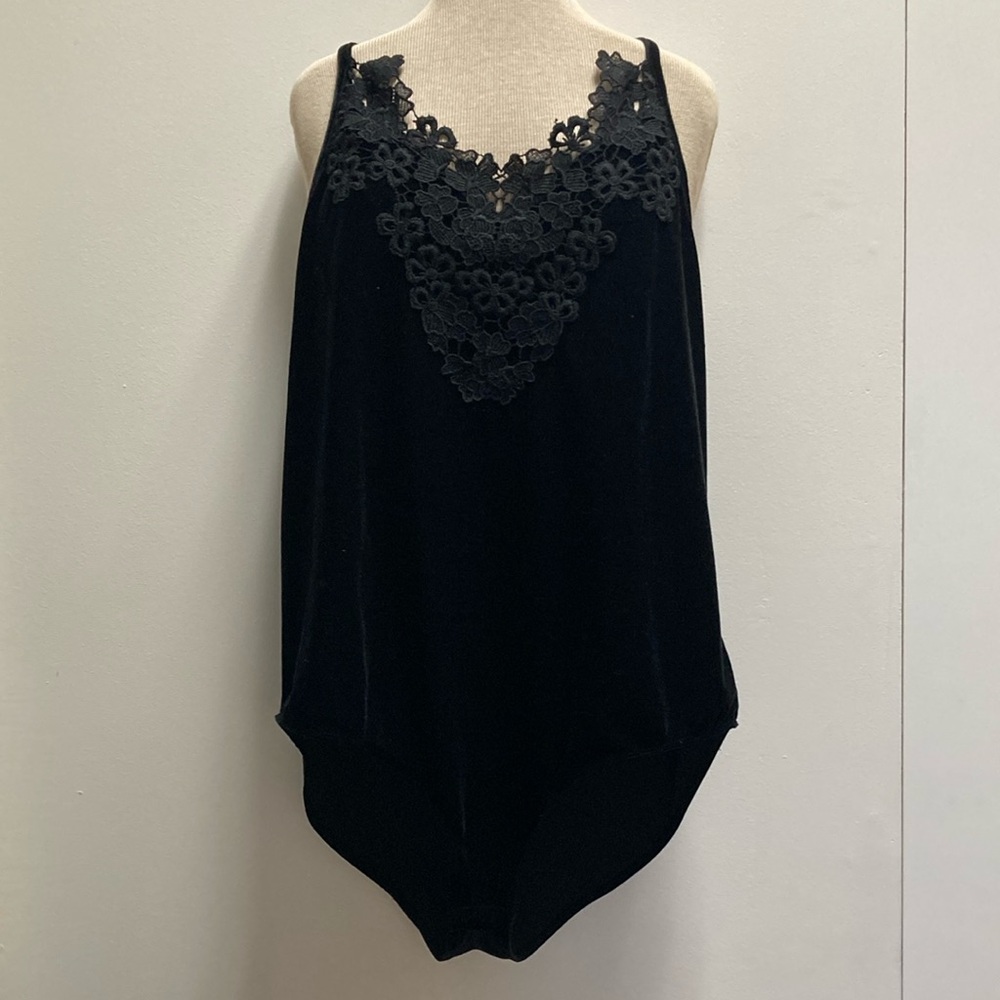 Black Lace Velvet Bodysuit